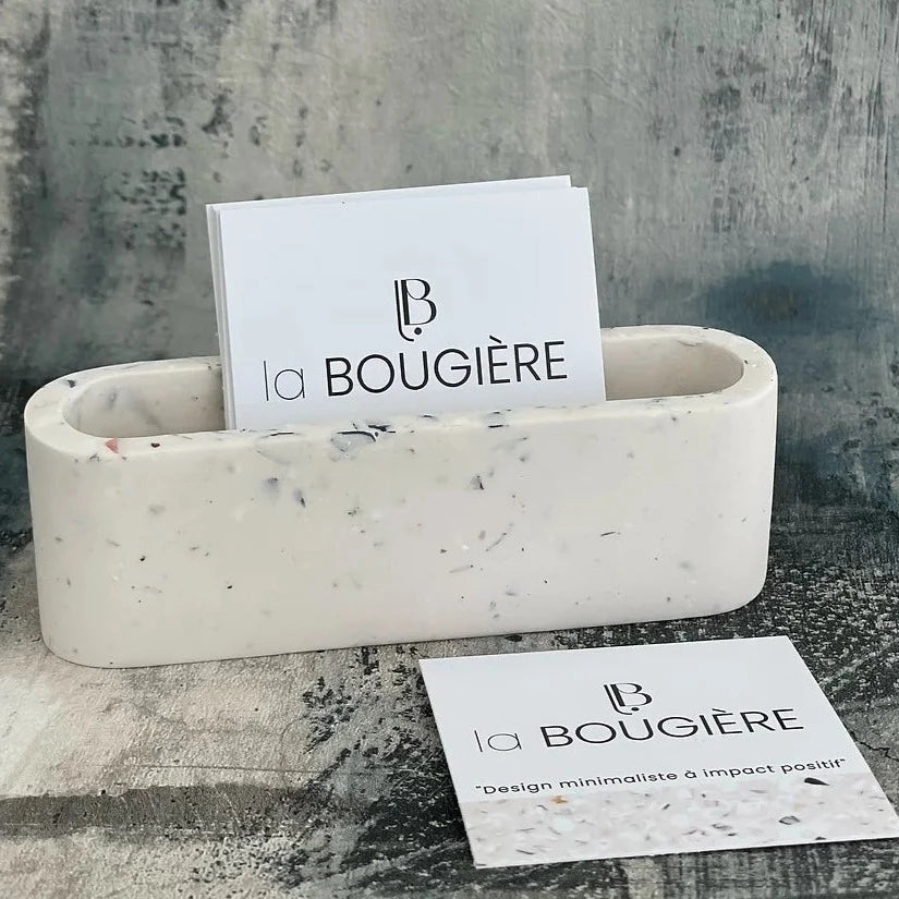 Présentoir à cartes de visite en terrazzo coquillier