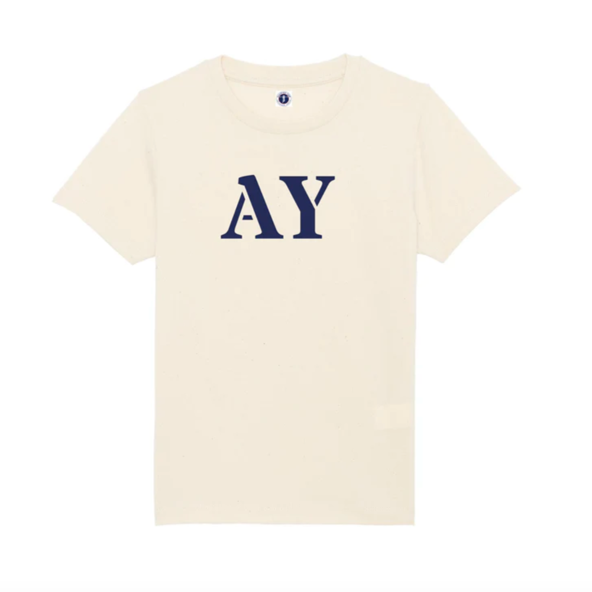 T-shirt enfants "MON QUARTIER MARITIME" Natural Raw lettres bleu effet velours