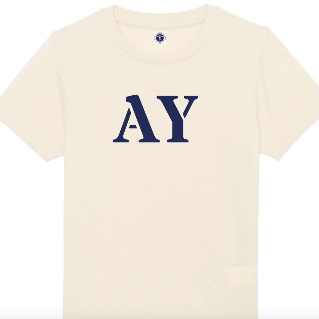 T-shirt enfants "MON QUARTIER MARITIME" Natural Raw lettres bleu effet velours