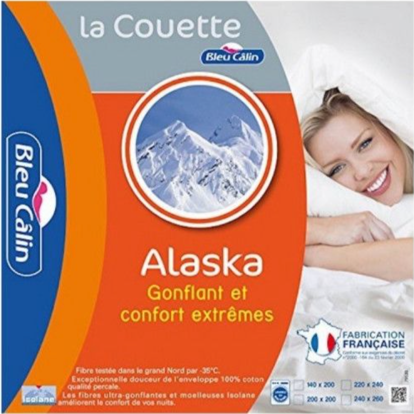 COUETTE CHAUDE ALASKA HIVER 450 GRS ENVELOPPE COTON