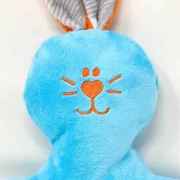 PETIT LAPIN turquoise, checkers gris, orange